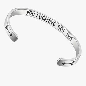 Motivational Silver Cuff Bracelet